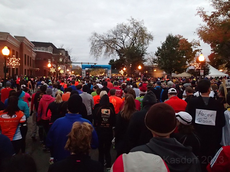 2013 Wicked 10K 115.JPG - Lining up and ready to go. (Along with the Pacer of Doom!)